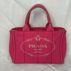 Prada Pink Canapa Tote Handbag Designer Logo Spring